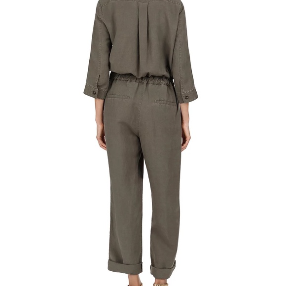 $520 EUC Women's Gerard Darel Nolwenn Khaki Army Green Jumpsuit Size 40 or 8 - Picture 2 of 9